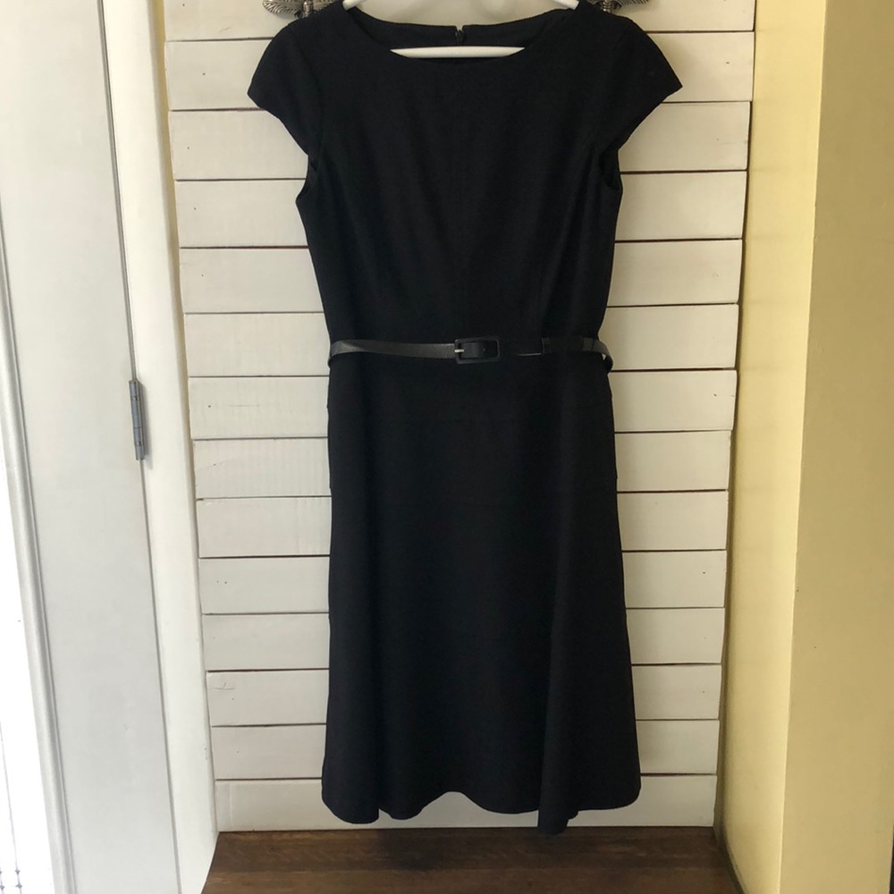 Anne Klein Black Midi Dress with Belt